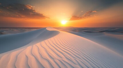 Sunset Over White Sand Dunes