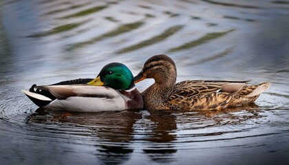 Fototapeta premium mallard wild ducks scient. name Anas platyrhynchos bird animal,