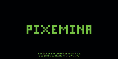 Vector Pixel Alphabet Font Set with Latin Letters
