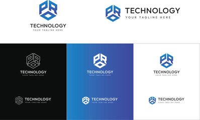 Technology logo, Pro logo, Hexagon shape logo
