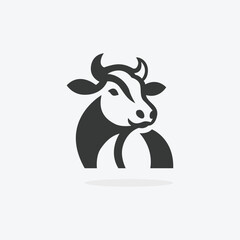 a cow head logo on a white background