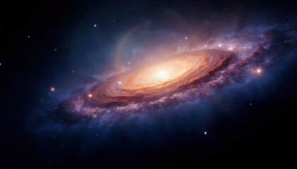 Fototapeta premium A stunning nebula in space, glowing with vibrant colors and swirling gases, creating a cosmic masterpiece.