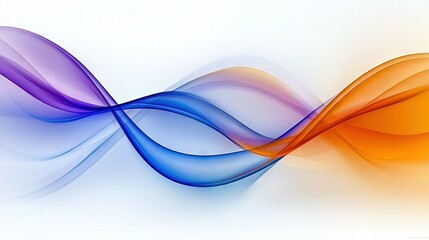 Fototapeta premium A blue, orange, and red wave on a white background with a light reflection at its base