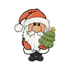santa claus with a christmas tree