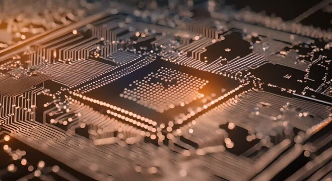 Chip Electronic Data Circuit Simulation Noise Glitch Monitor Visual Effect 4K