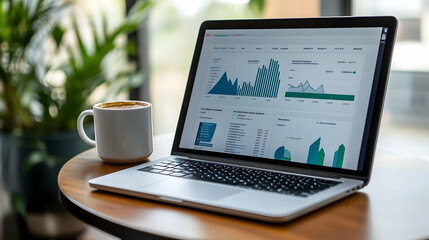 Fototapeta premium laptop and coffee