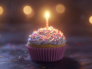 Birthday Cupcake with Candle