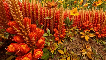 Fiery Botanical Fantasy Garden Scene
