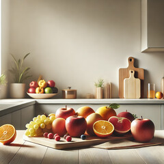Kitchen Countertop with Fresh Assortment of Fruits