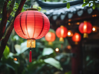 chinese lantern in the garden