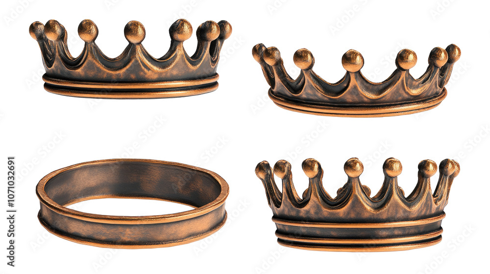 Aufkleber set of realistic golden crowns isolated on a transparent background generative ai