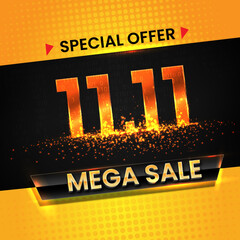11.11 Shopping day Poster or banner. 11 november sales banner vector image