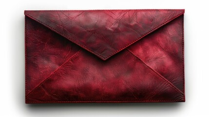 Red Leather Envelope Clutch