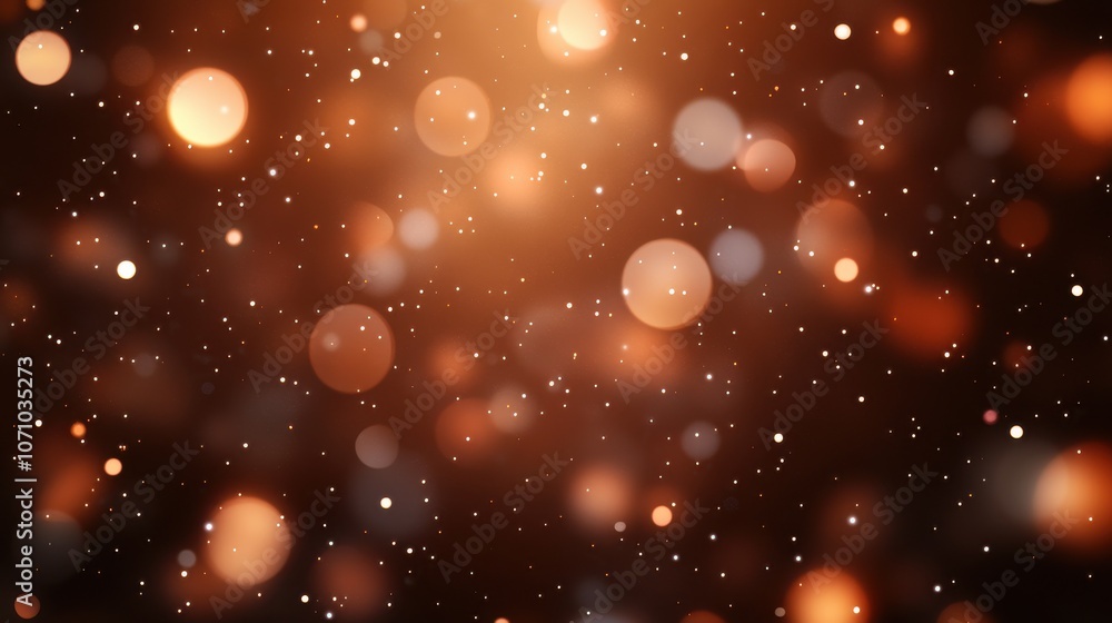 Poster a captivating bokeh effect with shimmering orange and gold orbs against a dark background, creating 