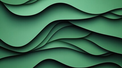 Abstract green wave patterns create a serene, tactile background with depth and texture.