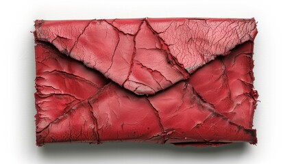 Red Worn Leather Envelope