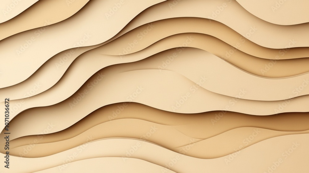 Poster abstract background with flowing beige paper shapes creating a smooth undulating effect.