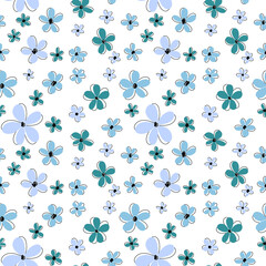 Simple Flowers pattern cute blue