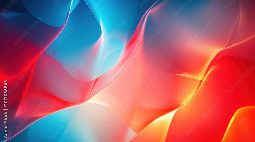 Poster abstract flowing waves in vibrant red and blue hues create a mesmerizing visual effect.
