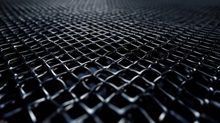 Fototapeta premium Close-up of intricate black mesh texture creating a modern, industrial look.