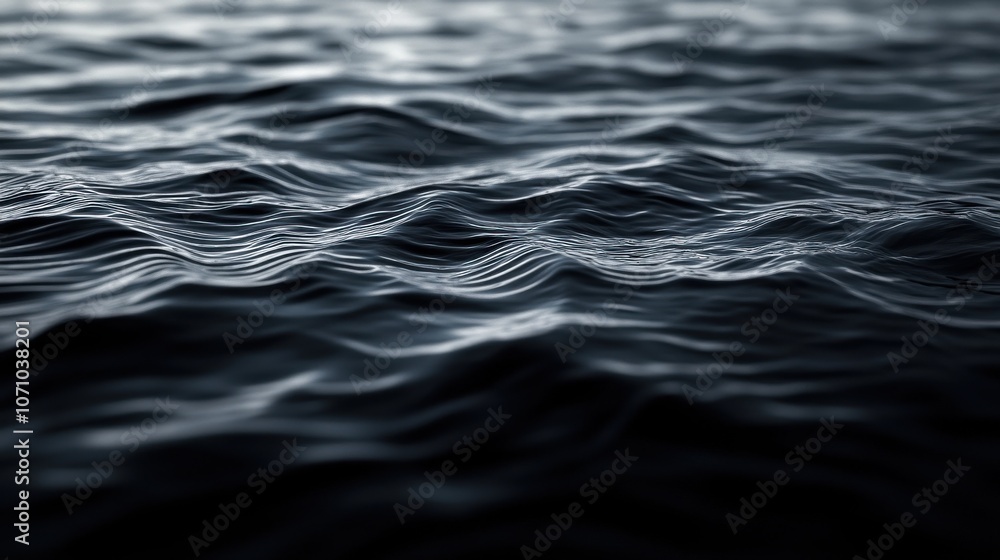 Poster abstract view of dark, rippling water surface, showcasing intricate wave patterns and textures in a 