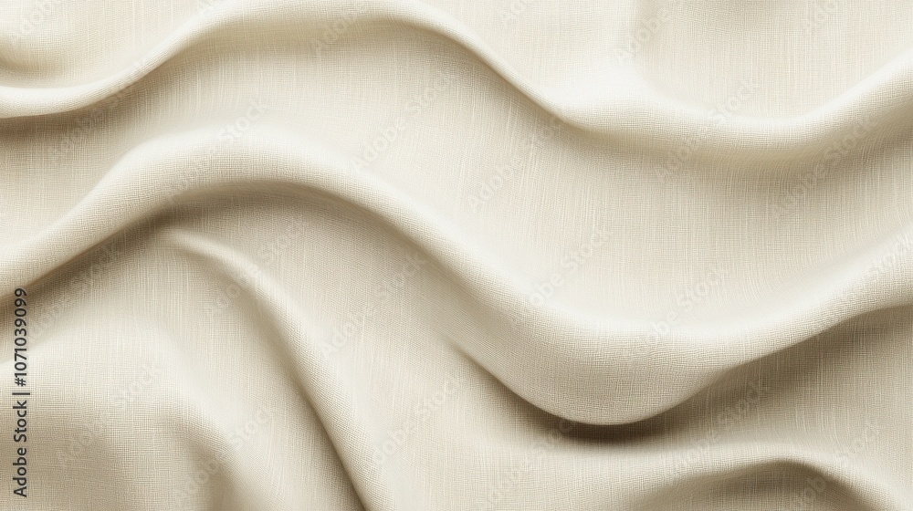 Poster undulating cream-colored fabric displaying soft waves and delicate texture.