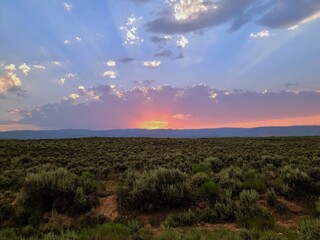Colorado sunset in the mountains