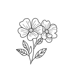 Abstract black and white wildflowers bouquet thin line on a white background. Perfect for branding or symbol design. 