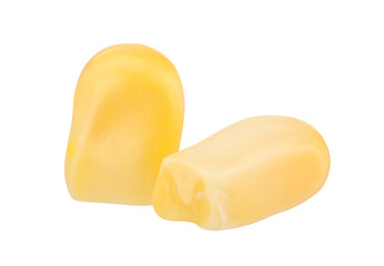 Fresh ripe corn kernels isolated on white