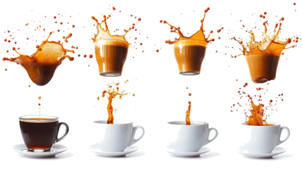Liquid Coffee Splashes From Cups in a Collection of Creative Art Generative AI