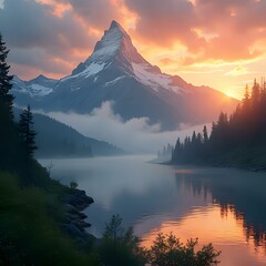 Serene Mountain Majesty at Dawn