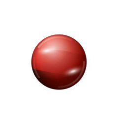 Glass red ball or precious pearl. Glossy realistic ball, 3D abstract vector illustration highlighted on a white background. Big metal bubble with shadow