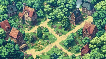 Obraz premium Rural Countryside Estate Houses Buildings Tabletop RPG Map, Fantasy Roleplaying Dungeon Battlemap, Adventure Games Encounters, Farmhouses Farm Town Gaming Design, TTRPG Buildings Architecture Concept