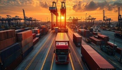 A shot of a crane lifting cargo at a logistics hub, Heavy Equipment, Powerful and precise