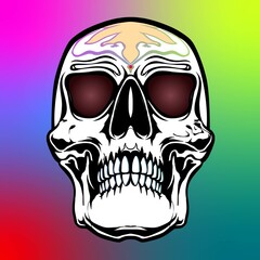 Tête de mort au fond coloré