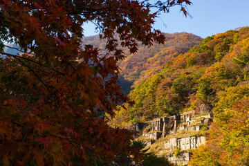 紅葉の頃の旧釜石鉱山