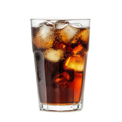 A glass of drink with ice cubes isolated on transparent background