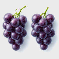 Fototapeta premium Vibrant clusters of fresh purple grapes on a clean white background. Ideal for food, health, and lifestyle imagery. Perfect for various culinary uses.