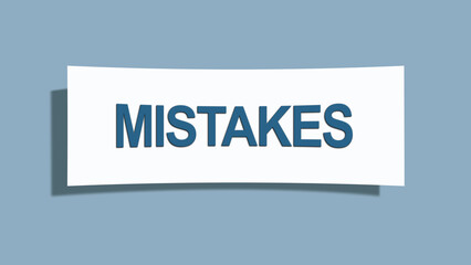 Mistakes. A card isolated on blue background.
