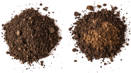 Disturbed Dirt Mounds With Scattered Particles on Clear Background Generative AI