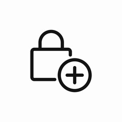 add plus lock password icon sign vector