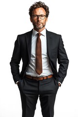 Fototapeta premium Handsome confident businessman wearing suit