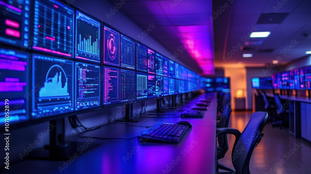 Poster modern data room with ambient lighting display