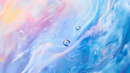 Close-up of iridescent soap bubbles with delicate reflections, creating a dreamy texture and vivid colors, perfect for abstract presentations and creative concepts