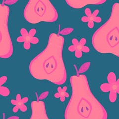 Summer fruit seamless pears pattern for wrapping paper and fabrics