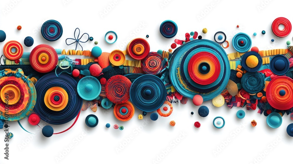 Poster a colorful abstract design with circles and swirls.