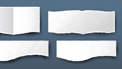 Naklejka premium Set of white torn or ripped paper sheet. Scrapbook edge, notebook tear or blank page 