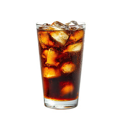 A glass of drink with ice cubes isolated on transparent background