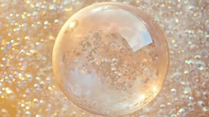 Fototapeta premium Colorful abstract bubble background with soft reflections, iridescent shimmering spheres.
