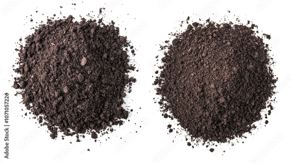 Poster piles of rich black soil isolated on a transparent background generative ai